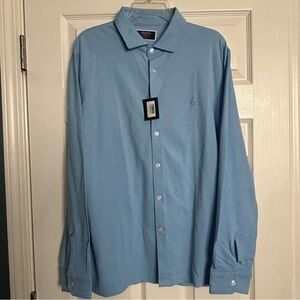 Charles Tyrwhitt Sky Blue Piqué Jersey Shirt – Size Large NWT Business Casual